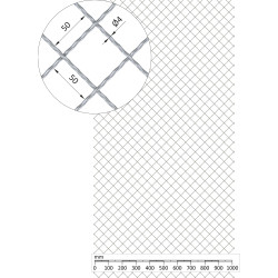Rebierkové pletené sito - vzor Diamant, oko: 50x50mm, priemer pletiva 4mm, rozmer 1000x2000mm, žiarovo pozinkované Rebierkové pletené sito - vzor Diamant, oko: 50x50mm, priemer pletiva 4mm, rozmer 1000x2000mm, žiarovo pozinkované
